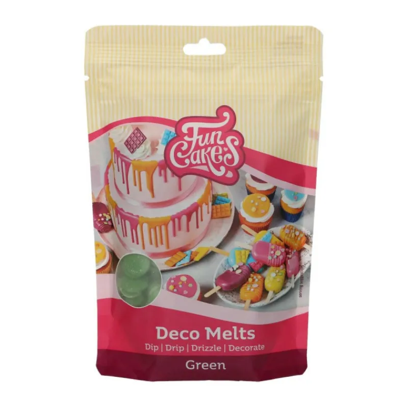 FUNCAKES Décoration Comestible|Pistoles Deco Melts Vert 250g