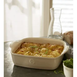 EMILE HENRY Plat De Cuisson|Plat à Four Carré en Céramique 28 x 24 cm Argile