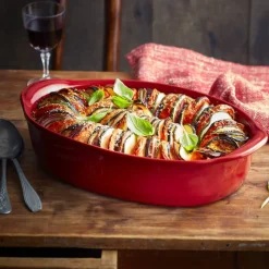 EMILE HENRY Plat De Cuisson|Plat à Four Ovale en Céramique 36,5 x 22,5 cm Grand Cru