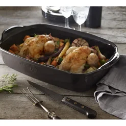 EMILE HENRY Plat De Cuisson|Plat à Four Rectangulaire en Céramique 42,5 x 28 cm Argile