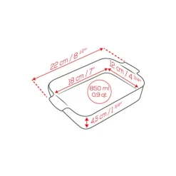 PEUGEOT Plat De Cuisson|Plat à Four Rectangulaire en Céramique Appolia 22 cm Ardoise