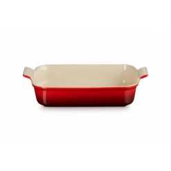 LE CREUSET Plat De Cuisson|Plat Rectangulaire Héritage en Céramique 32 cm Cerise Tradition