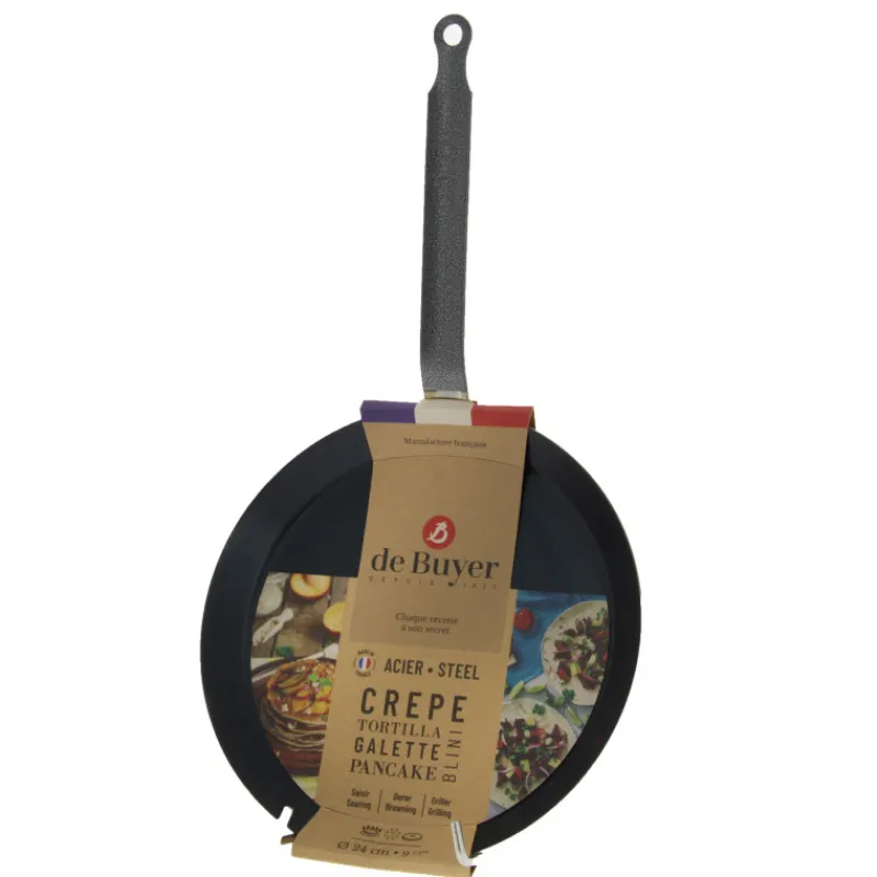 DE BUYER Poêles|Poêle à Crêpes Tôle Bleue Ø 24 cm Outdoor