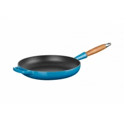 LE CREUSET Poêles|Poêle en Fonte 28 cm Azur avec Manche en Bois Signature