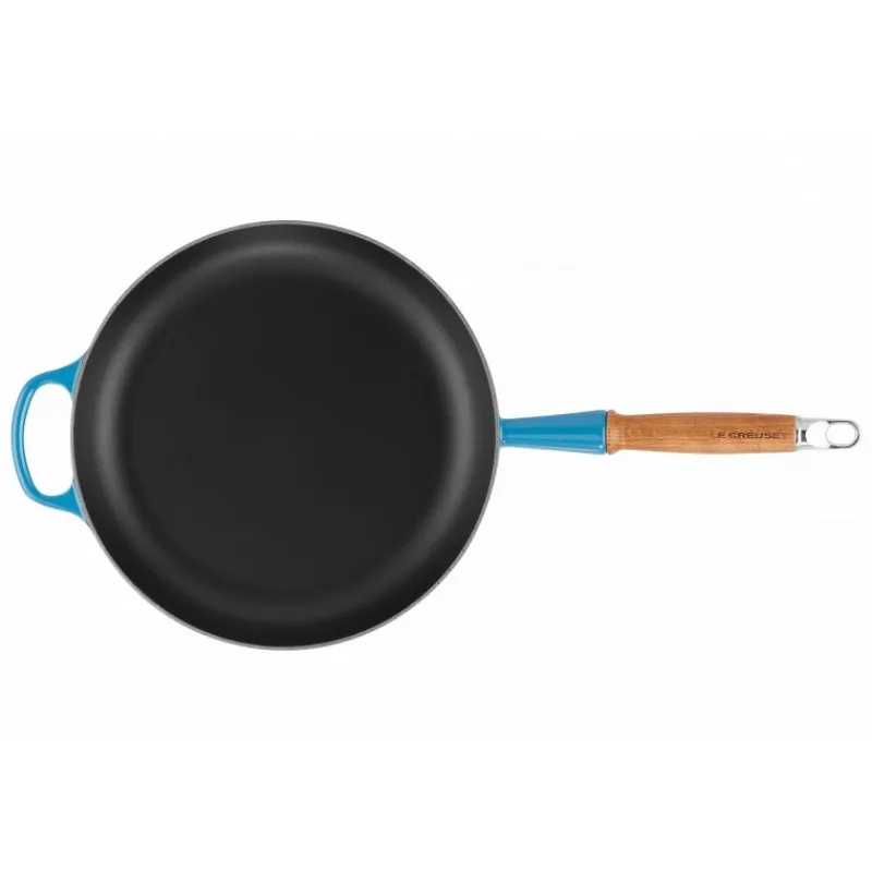 LE CREUSET Poêles|Poêle en Fonte 28 cm Azur avec Manche en Bois Signature