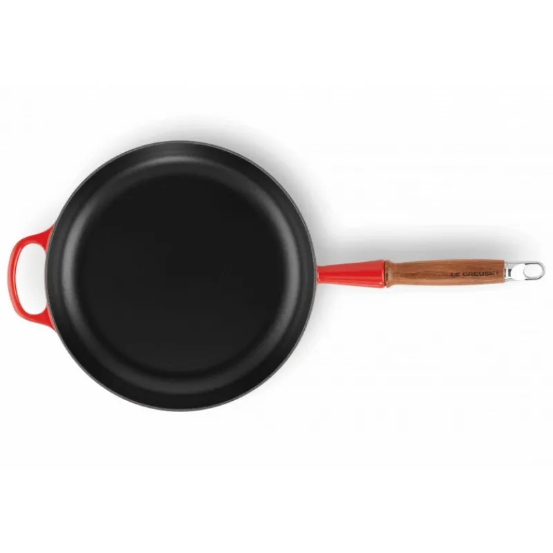 LE CREUSET Poêles|Poêle en Fonte 28 cm Cerise avec Manche en Bois Signature