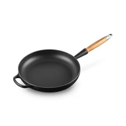 LE CREUSET Poêles|Poêle en Fonte 28 cm Noir Mat avec Manche en Bois Signature