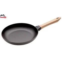 STAUB Poêles|Poêle en Fonte Noir 26 cm Manche Bois