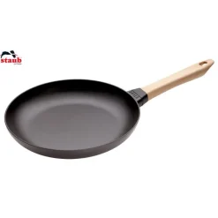 STAUB Poêles|Poêle en Fonte Noir 28 cm Manche Bois