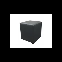 2IMAHL Mobilier Restaurant|Pouf Carré en Simili Cuir Noir Lisbonne