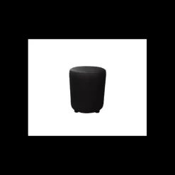 2IMAHL Mobilier Restaurant|Pouf Rond en Simili Cuir Noir Lisbonne