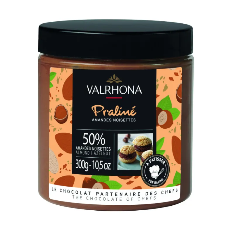VALRHONA Produits Pâtisserie|Chocolat De Couverture|Praliné Amandes Noisettes 50% 300g