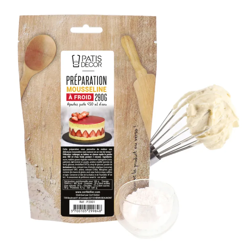 PATISDECOR Préparation Pâtisserie|Préparation Mousseline à Froid 290 g Patisdécor