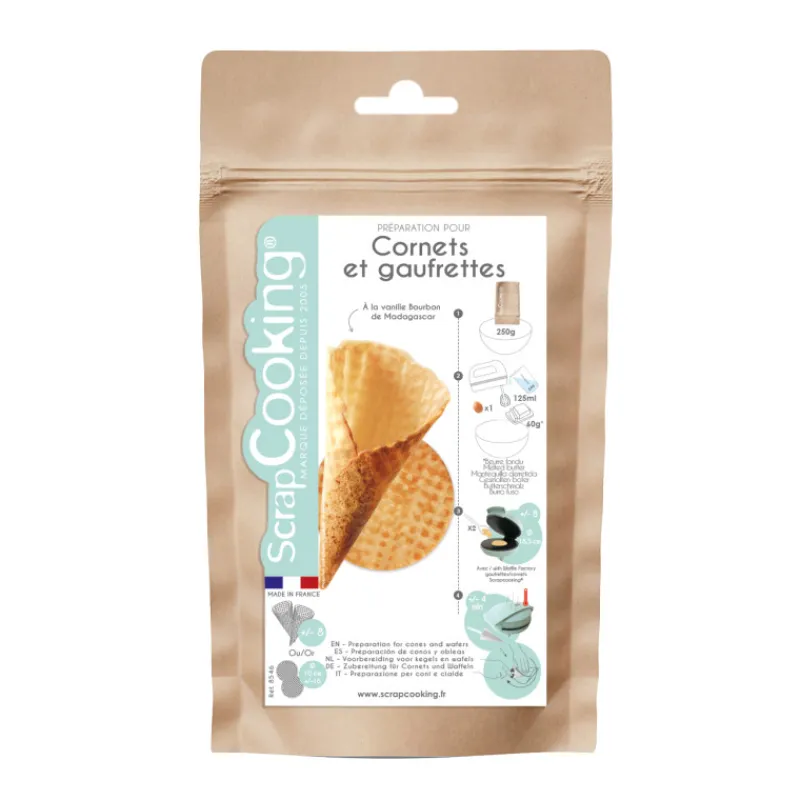 SCRAPCOOKING Préparation Pâtisserie|Préparation pour Gaufrettes et Cornets Vanille 250 g