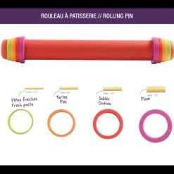 MASTRAD Ustensiles Pâtisserie|Rouleau à Pâtisserie ajustable rouge 41 cm