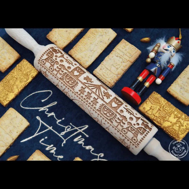 SCRAPCOOKING Ustensiles Pâtisserie|Rouleau à Pâtisserie Motif Casse Noisette 39 cm