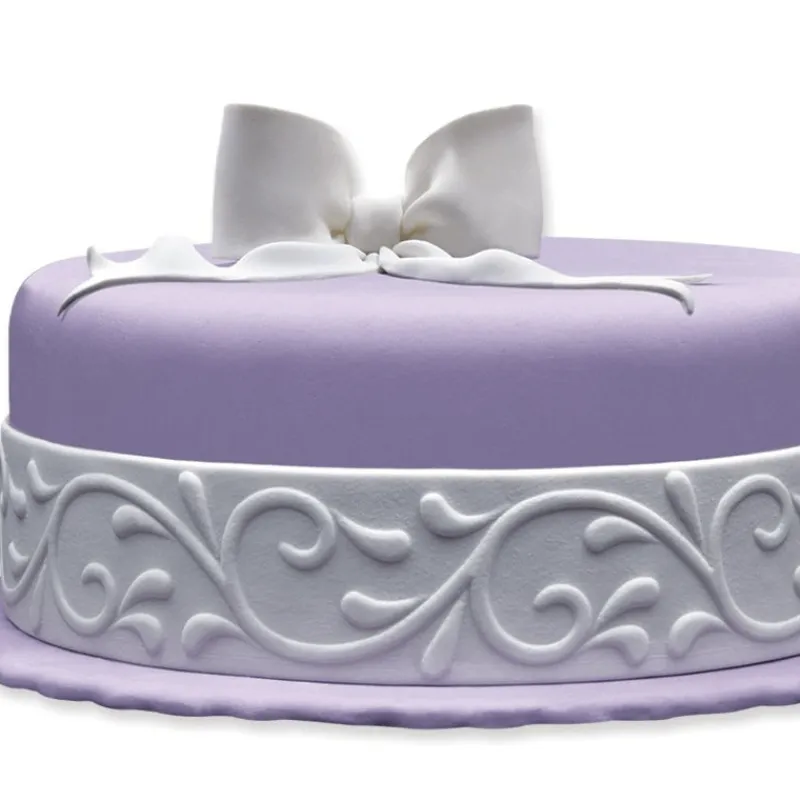 PATISDECOR Décoration Comestible|Ruban Pate à Sucre Blanc Arabesque 1,25 m x H 5 cm Patisdécor