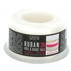 PATISDECOR Décoration Comestible|Ruban Pate à Sucre Cœurs 1,25 m x H 5 cm Patisdécor