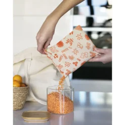 PEBBLY Sac En Tissu|Sac à Vrac Coton Bio Rouge 15 x 20 cm