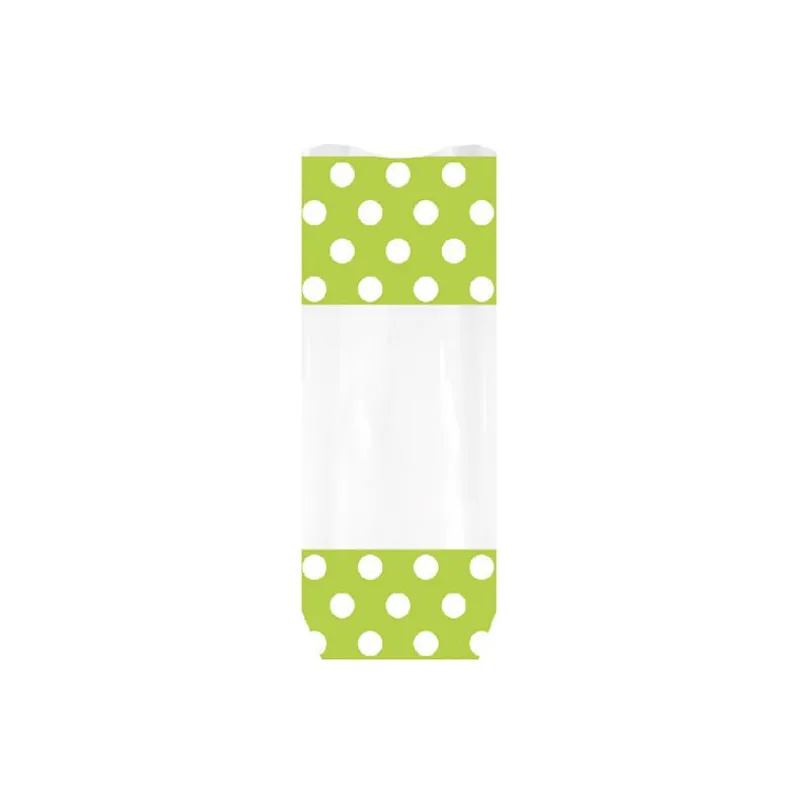 PATISDECOR Emballage Alimentaire|Sachet Bonbon 12 x 26 cm Anis à Pois Blancs Patisdécor (x10)
