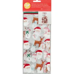 WILTON Emballage Alimentaire|Sachet Bonbon Esprit de Noël 11 x 23,5 cm avec Attaches Sachet (x20)