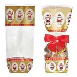 CUISINEADDICT Emballage Alimentaire|Sachet Confiserie Doré 14x30,5cm Père-Noël (x100)