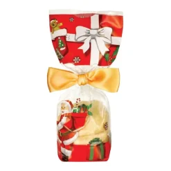 CUISINEADDICT Emballage Alimentaire|Sachet Confiserie Père Noël 10x22cm (x100) - Fond Cartonné