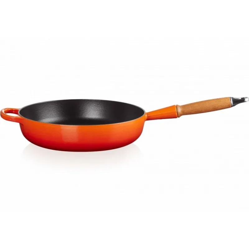 LE CREUSET Sauteuses|Sauteuse en Fonte 28 cm Volcanique avec Manche en Bois Signature