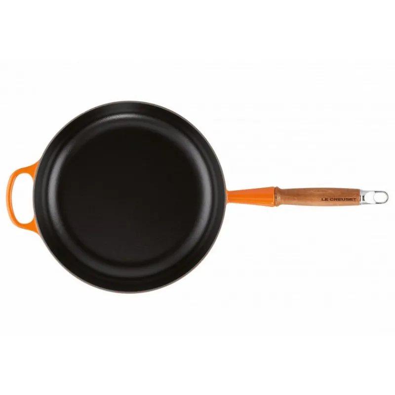 LE CREUSET Sauteuses|Sauteuse en Fonte 28 cm Volcanique avec Manche en Bois Signature