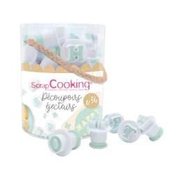 SCRAPCOOKING Emporte Pièce - Découpoir Pâtisserie|Seau 36 découpoirs éjecteurs lettres et chiffres