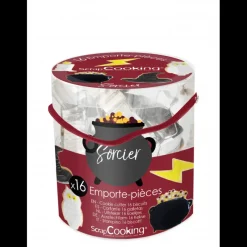SCRAPCOOKING Emporte Pièce - Découpoir Pâtisserie|Seau 16 Emporte-pièces Thème Sorcier