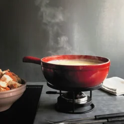 EMILE HENRY Appareil À Raclette, Appareil À Fondue|Service à Fondue en Céramique Ø 24 cm Grand Cru