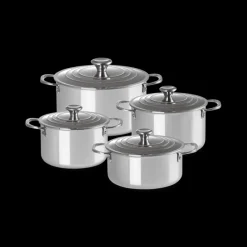 LE CREUSET Batterie De Cuisine|Faitout|Set 4 Pièces Casseroles et Faitout Inox Signature
