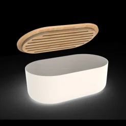 PEBBLY Sac En Tissu|Conservation|Set Boîte à Pain Métal et Bambou 4 Pièces