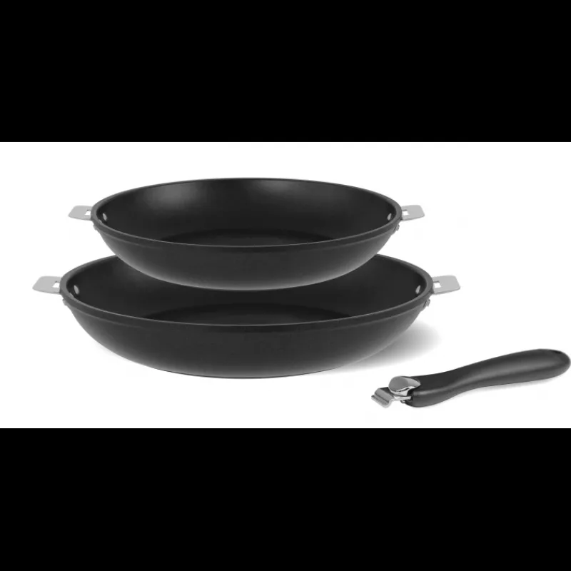 CRISTEL Batterie De Cuisine|Poêles|Set de 2 Poêles Cookway 24 et 28 cm Exceliss+ Poignée Amovible