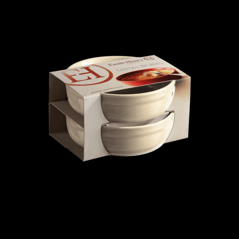 EMILE HENRY Vaisselle|Plat De Cuisson|Set de 2 Ramequins à Crème Brûlée en Céramique Ø 12 cm Argile