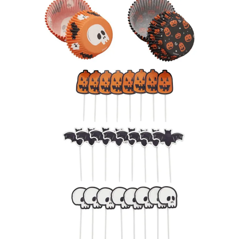 WILTON Décoration Gâteau|Moules En Papier|Set de Caissettes Cupcakes et Cake Toppers Halloween