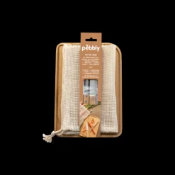 PEBBLY Planches À Découper|Set Planche à Découper Bambou 4 Pièces