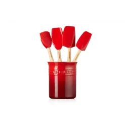LE CREUSET Spatules|Ustensiles Pâtisserie|Set Pot 1,1 L avec 4 Ustensiles Cerise Création