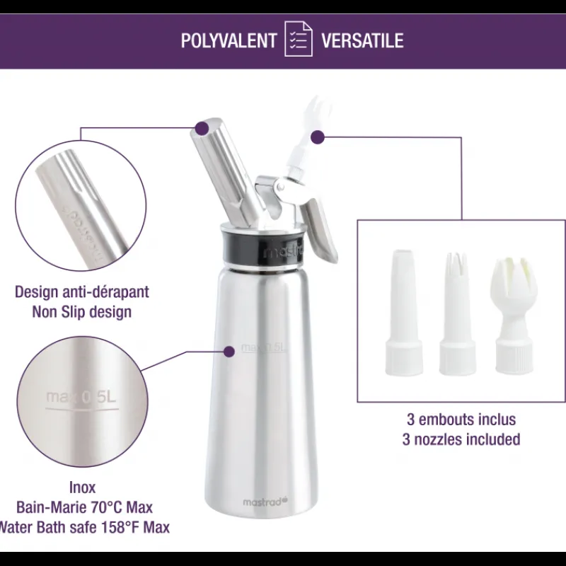 MASTRAD Siphons & Cartouches|Siphon Professionnel 0,5L