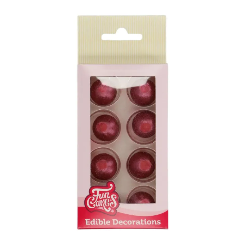 FUNCAKES Décoration Comestible|Sphère en Chocolat Rubis 2 cm (x8)