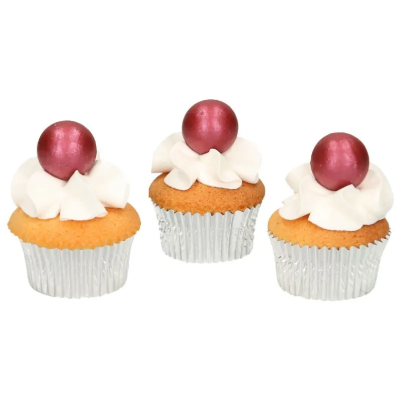 FUNCAKES Décoration Comestible|Sphère en Chocolat Rubis 2 cm (x8)