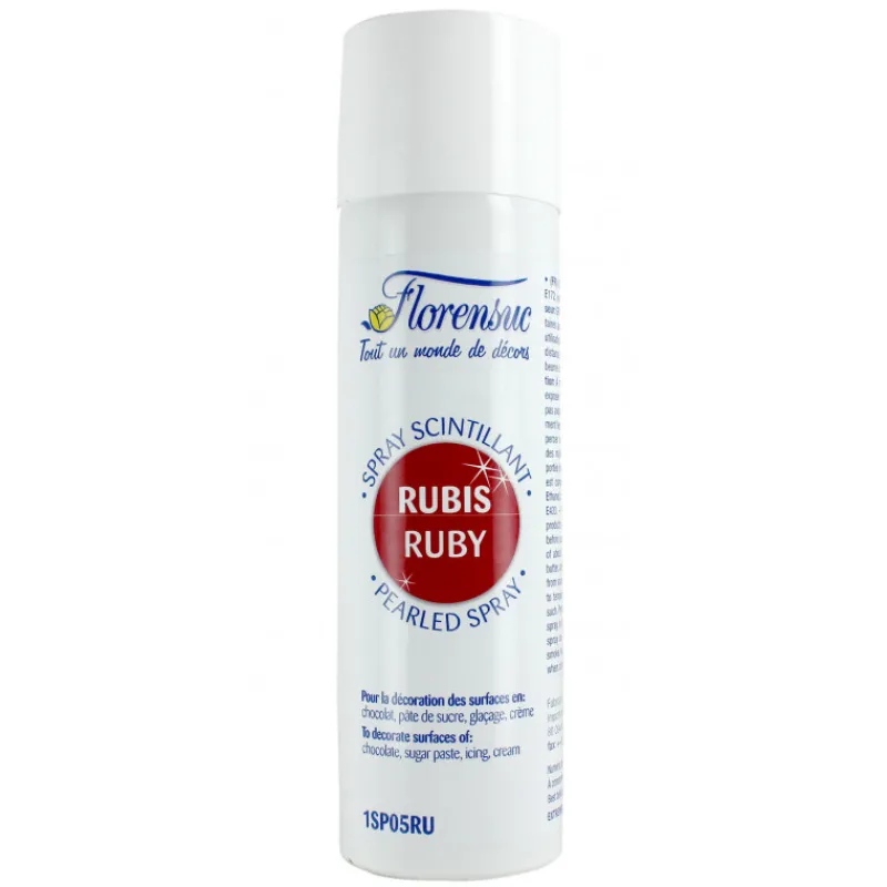 FLORENSUC Spray Alimentaire|Colorants Alimentaires|Spray Alimentaire Scintillant Rubis 250 ml