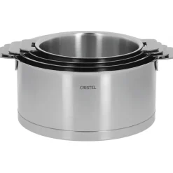 CRISTEL Casseroles|Série de 4 Casseroles + Poignée Zenith Amovible Inox