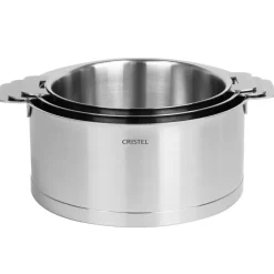 CRISTEL Casseroles|Série de 3 Casseroles Strate Amovible Inox