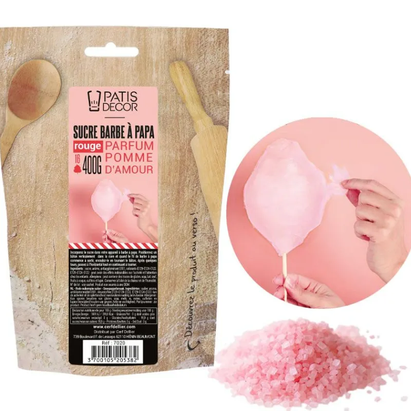 PATISDECOR Décoration Comestible|Sucre Barbe à Papa Pomme d'amour 400 g Patisdécor