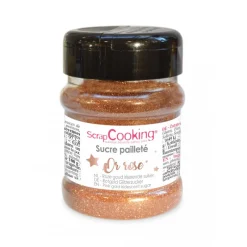 SCRAPCOOKING Sucre|Décoration Comestible|Sucre Pailleté Or Rose 160 g