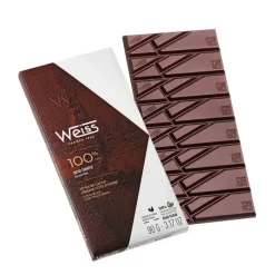 WEISS Chocolats À Offrir|Confiserie|Tablette de Chocolat Noir 100% Cacao 90 g
