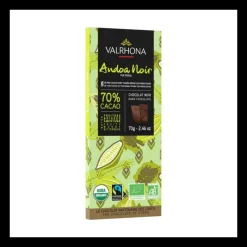 VALRHONA Chocolats À Offrir|Confiserie|Tablette de Chocolat Noir Andoa 70% Bio 70 g