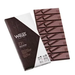 WEISS Chocolats À Offrir|Confiserie|Tablette de Chocolat Noir Ebène 72% 90 g
